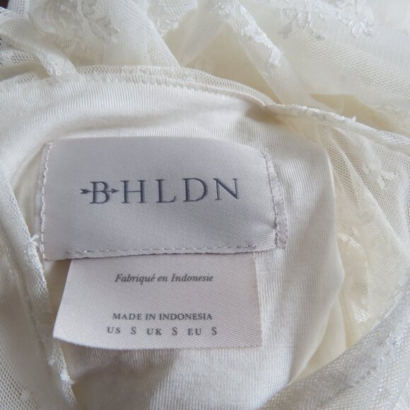 BHLDN Bailee White Lace Ruched Stretch Bodycon Dress Romantic Wedding Size S - Picture 14 of 14